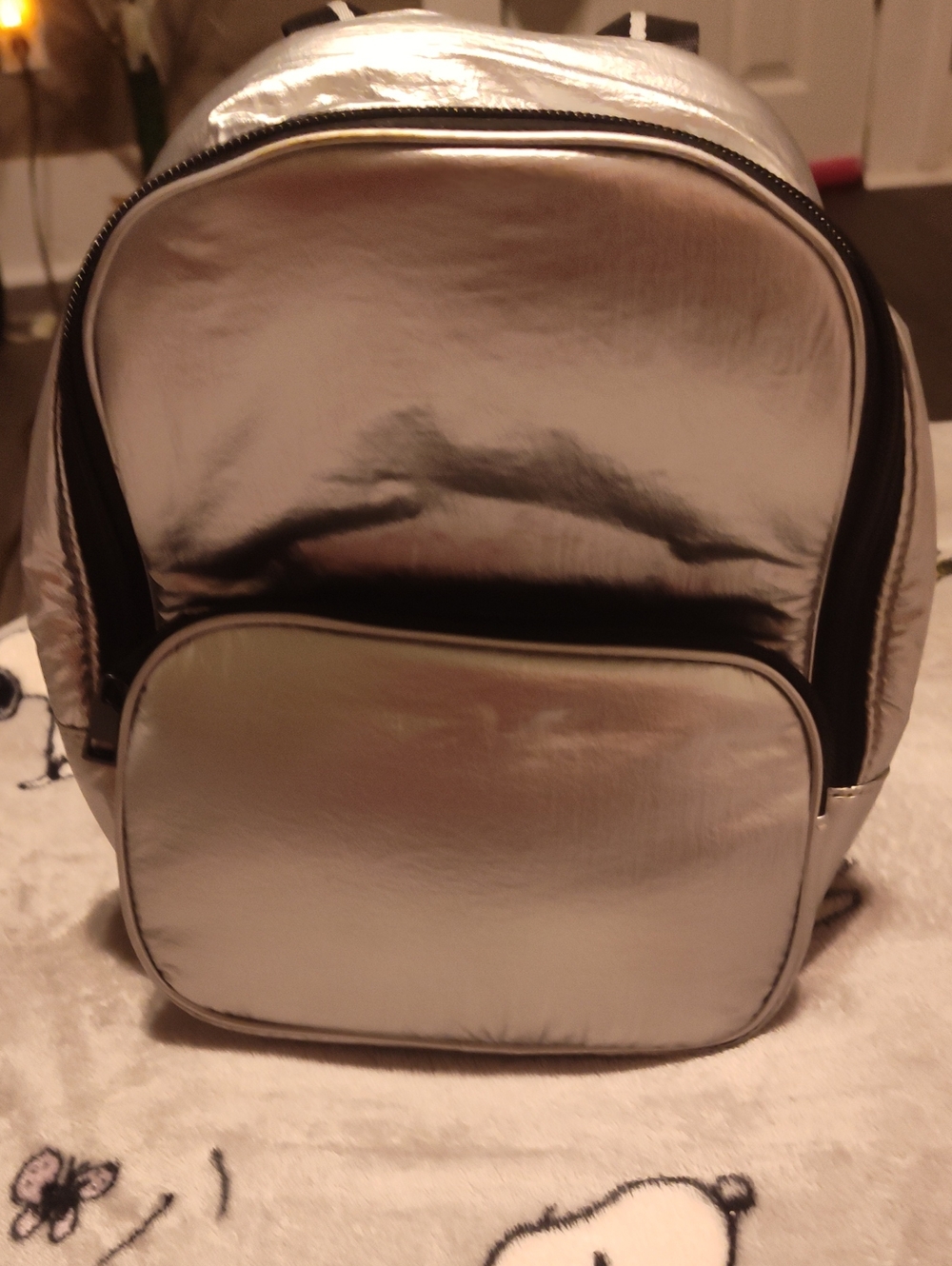 Metallic Silver Mini  Backpack